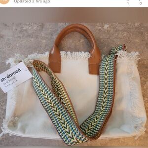 Ah dorned fringe canvas bag ivory tote guitar strap and top handle shoulder bag